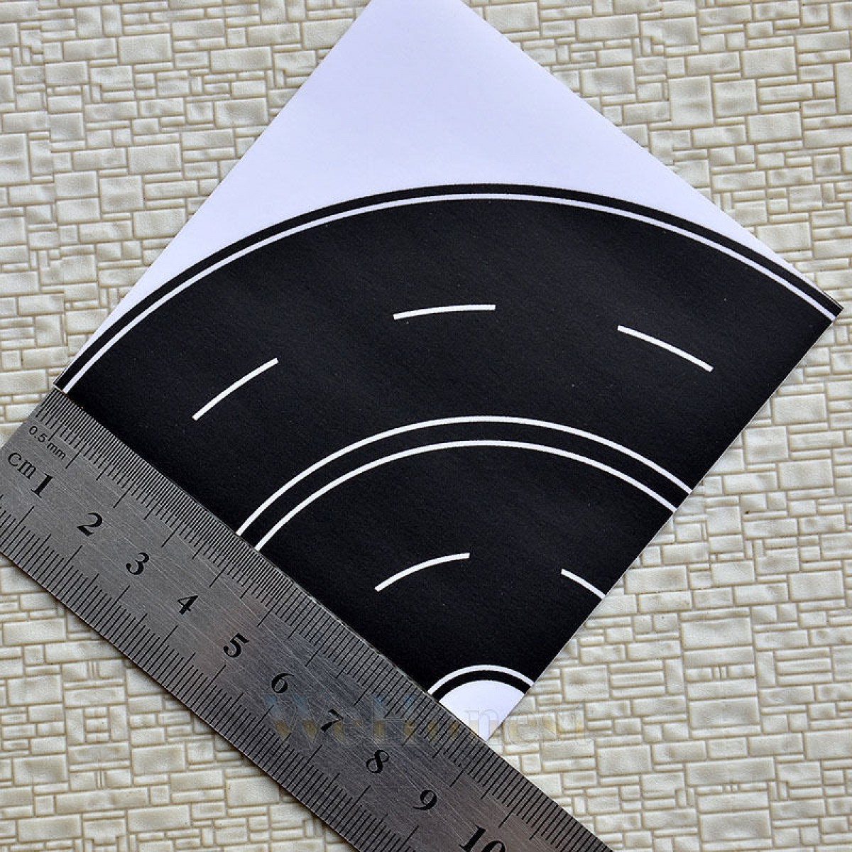 4  x  N scale Black Curve ROAD STRIPs self Adhesive 1/4 circle 4cm wide